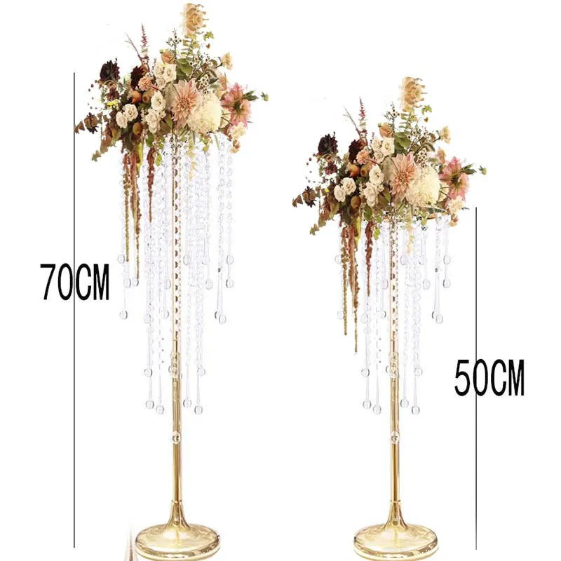 Wedding Column Rack Decoration Shiny Gold Crystal Plinth Stand Banquet Hall Floral Display Flower Vase Wedding Table Centerpieces Bitthday Party Cake Holder