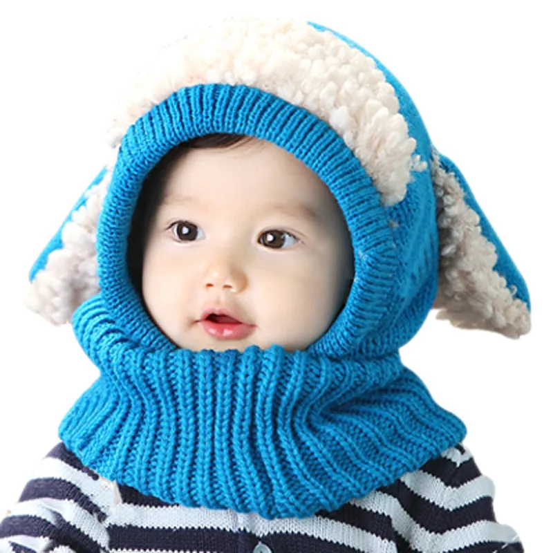 Caps chapéus de inverno chapéu de bebê pescoço mais quente articulação crianças garotas de cachorro para meninos meninas crochê malha chapéus de gaiola infantil fashion 230313