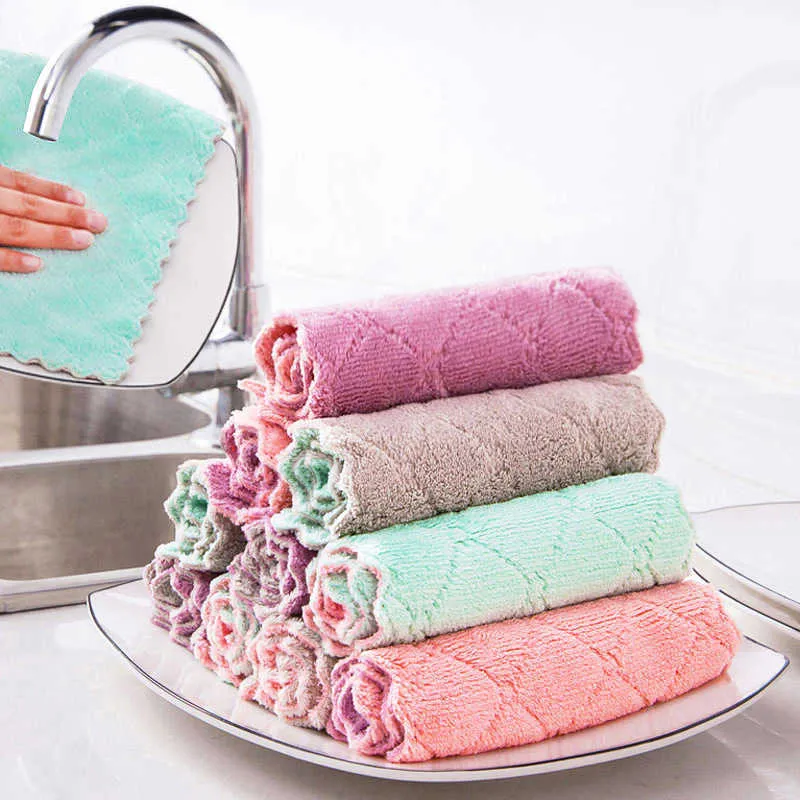 Double-Sided Cleaning Cloths 8-Pack - Microfiber & Non-Scratch Wire Dishcloths For Kitchen & Car