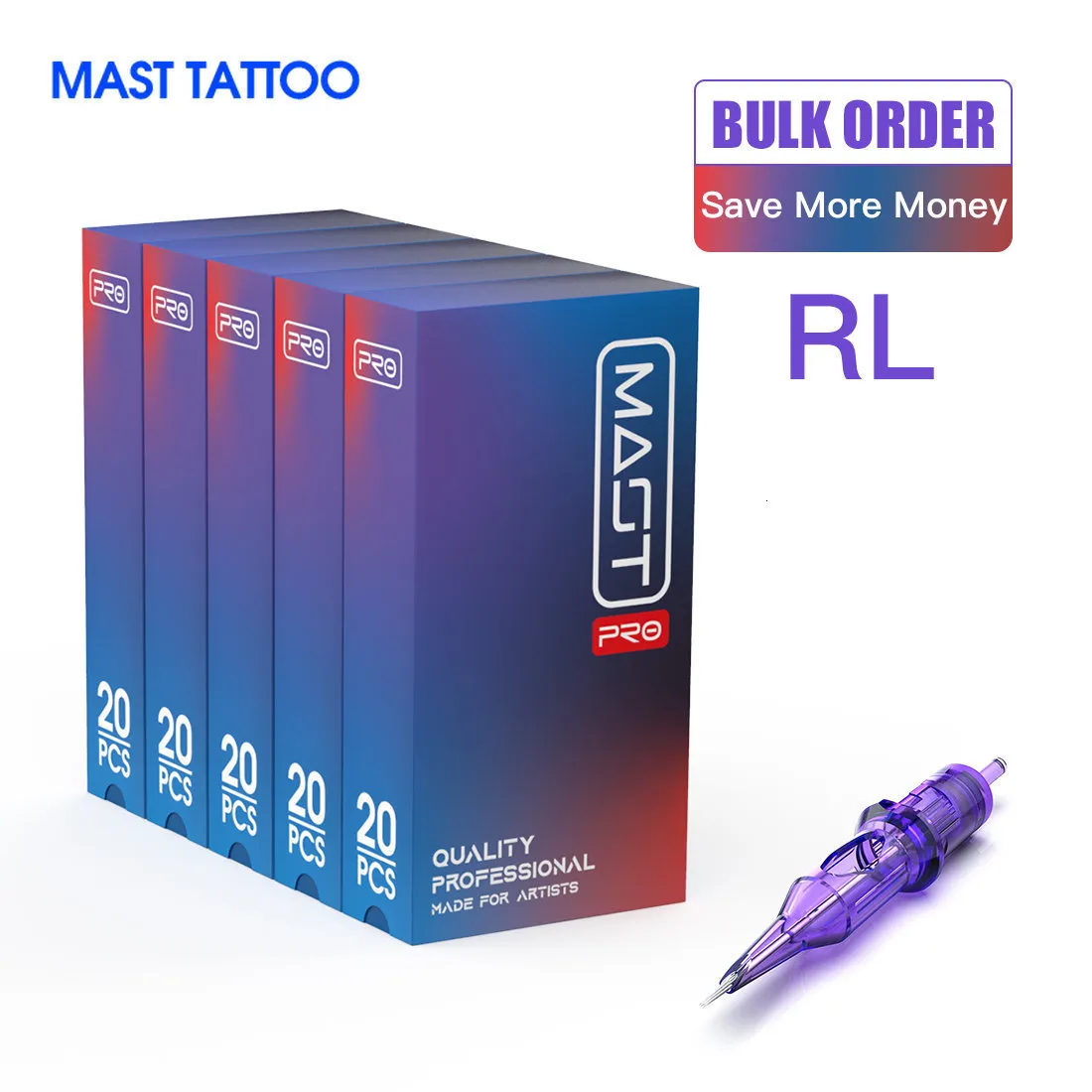 Tattoo naalden 3510 dozen RL Gesteriliseerde Mast Pro Tattoo -cartridge naalden leveren permanente make -up naalden ronde voering 0,35 mm0.30 mm0,25 mm 23031333