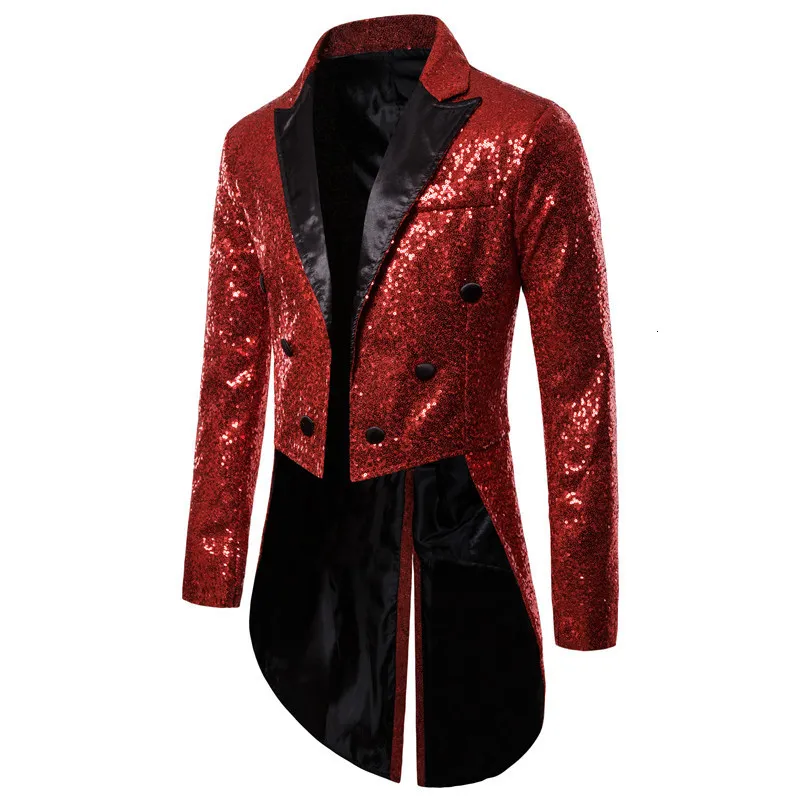 Costumes pour hommes Blazers costume pour hommes paillettes col rabattu manches longues manteau à queue d'hirondelle pour hommes SMLXLXXL 230313