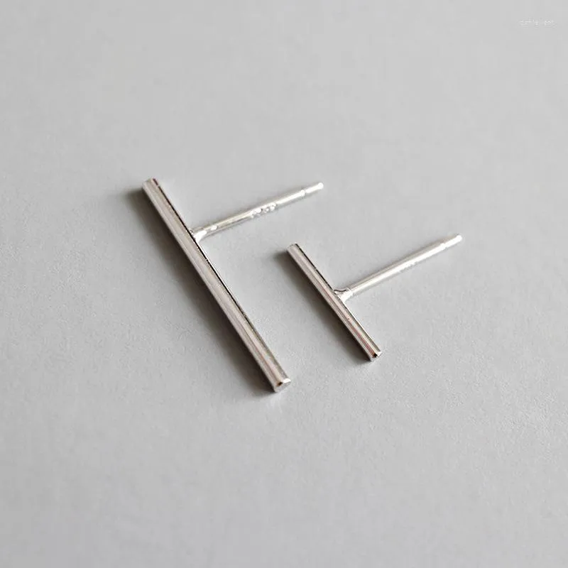 Stud -oorbellen Real 925 Sterling Silver Geometric Strip voor vrouwen Minimalistische vrouwen Oordingen Fijne sieraden