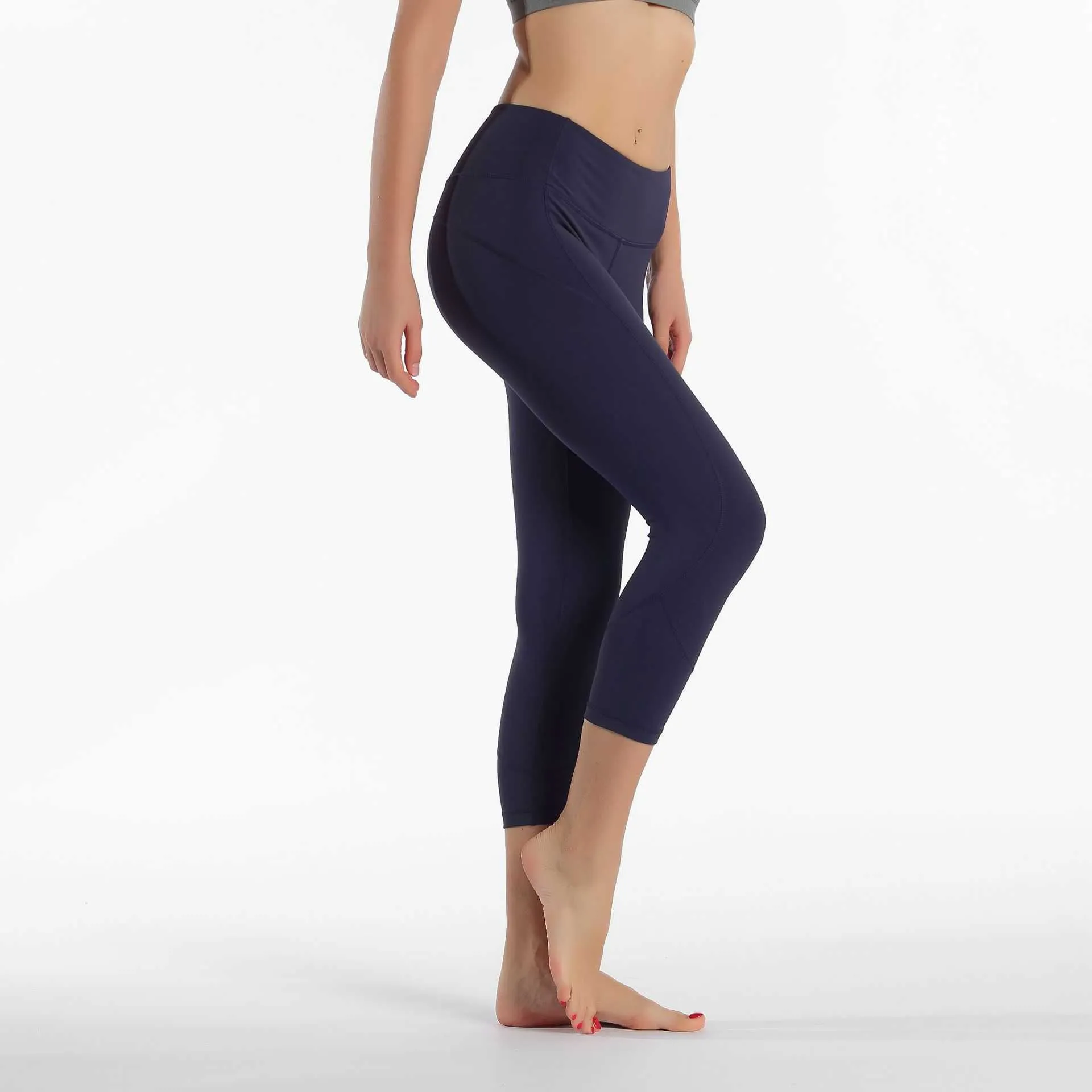 Aktiva uppsättningar Lulus samma anpassa nakna yoga elastiska yogasträkt tredimensionella beskurna leggings kvinnors fitnessbyxor