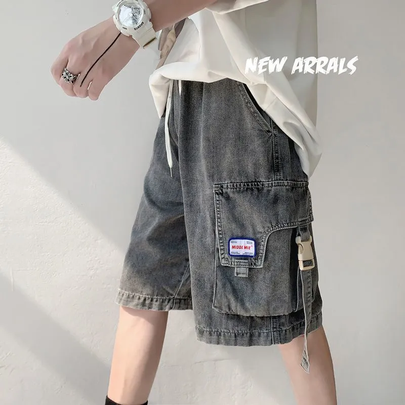 Men s Shorts denim casual shorts SS tooling style wear all match trend jeans summer women half pants unisex cargo streetwear 230313