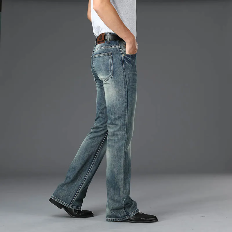 Men's Jeans Men's Four Seasons Flared Jeans High-Waist High-Quality Loose Wide-Leg Casual Pants 230313