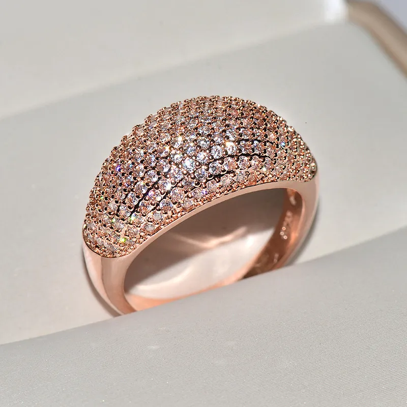18k Gold Full Diamond Pave Wedding Ring For Women Luxury Fine