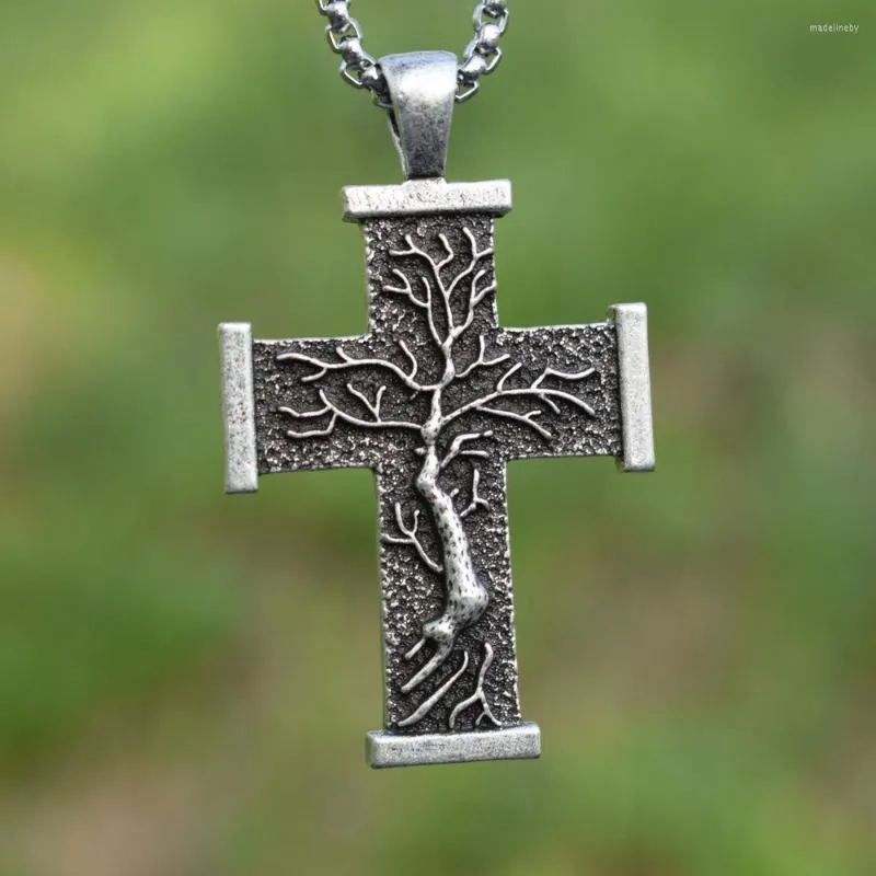 Catene Albero Della Vita Croce Collana Argento Colore Dichiarazione Gioielli Con 50 Catena In Acciaio Inossidabile