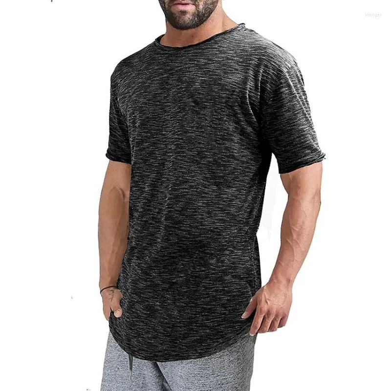 Men's T Shirts Hipster Casual Short Sleeve Round Hem Basic T-Shirts Crew-Neck Tee Slim Fit Skinny Tshirt Male Hip Hop Streetwear Tops