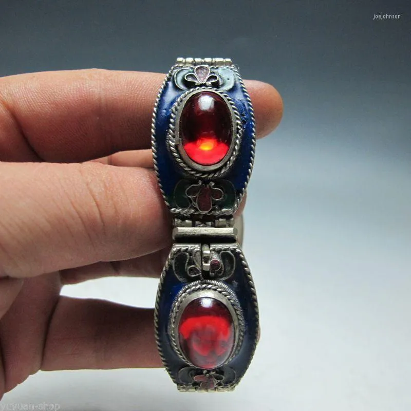 Bracelets à breloques Bracelet en argent de style tibétain avec de belles perles de jade Joli bracelet