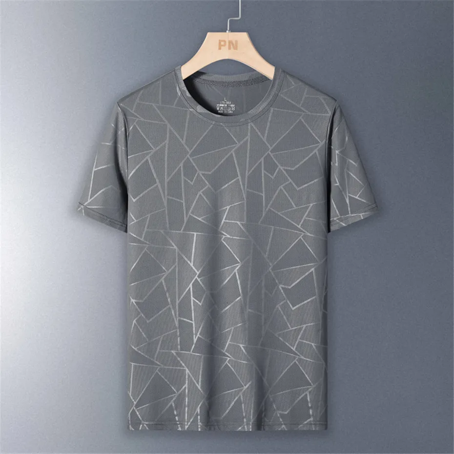 Męskie koszulki Summer T-shirt Mężczyźni oddychają fajne koszulka letnia koszula z krótkim rękawem o nokół TEES Moda swobodny geometryczny nadruk 230313
