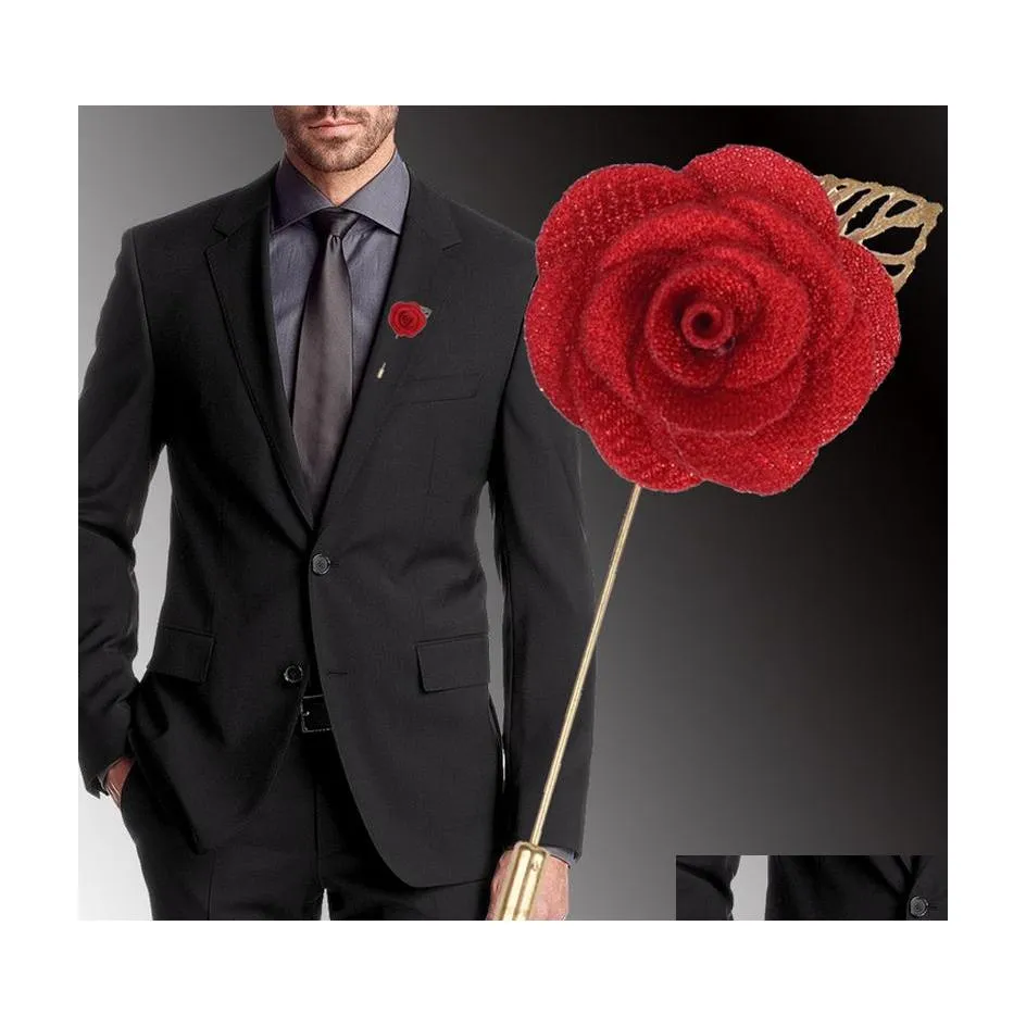 Biżuteria Mticolor Flower Bról for Men Pin Business Rubit Lapel Wedding Obświadomość Akcesoria Prezent Hurtowa dostawa dostaw nawet DHT1K