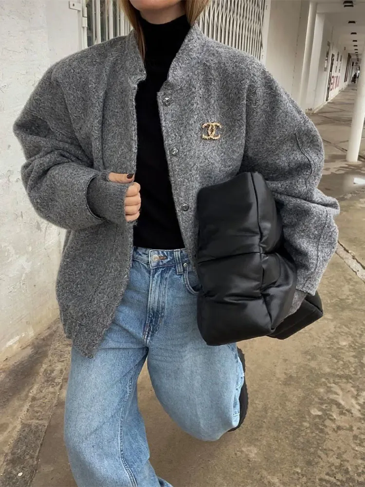 Vintage Woolen Warm Jackets For Women With Pocket For Women BSK ZA TRF  Fashion, Long Sleeve Button Up Outerwear, Chic Overshirt From Nian01,  $27.06 | DHgate.Com
