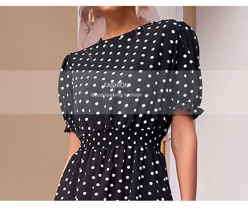 Floral Chiffon Dresses Elegant Polka Dot Midi... From Kong04, $9.16 In Bulk  | DHgate.Com