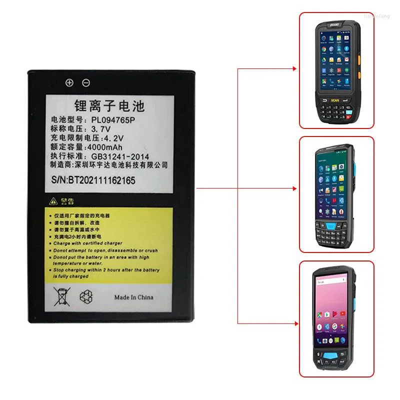 Litiumbatteri för PDA -terminalenhet bärbar datainsamlare Multipla streckkodsscanner på 4000mAh/4200mAh