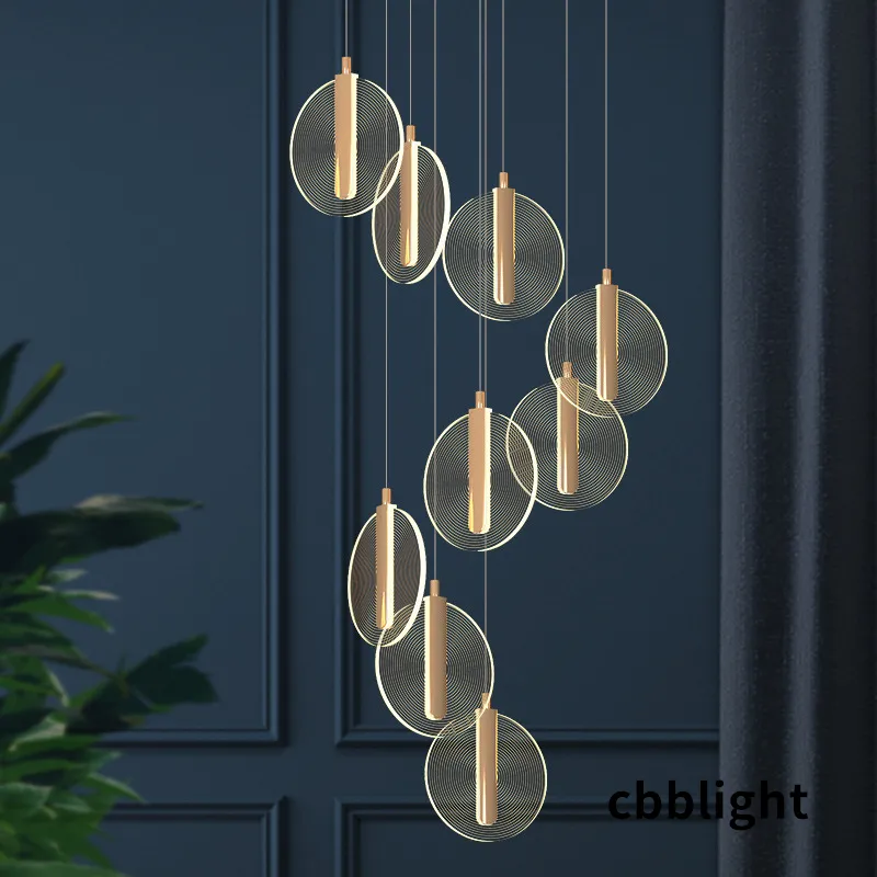 Lustres de lustre de cristal moderno lâmpadas pendentes grandes luminárias de escada de luxo luminárias longas saguão de corredor em casa pendurada lâmpada de lâmpada Cristal gc007