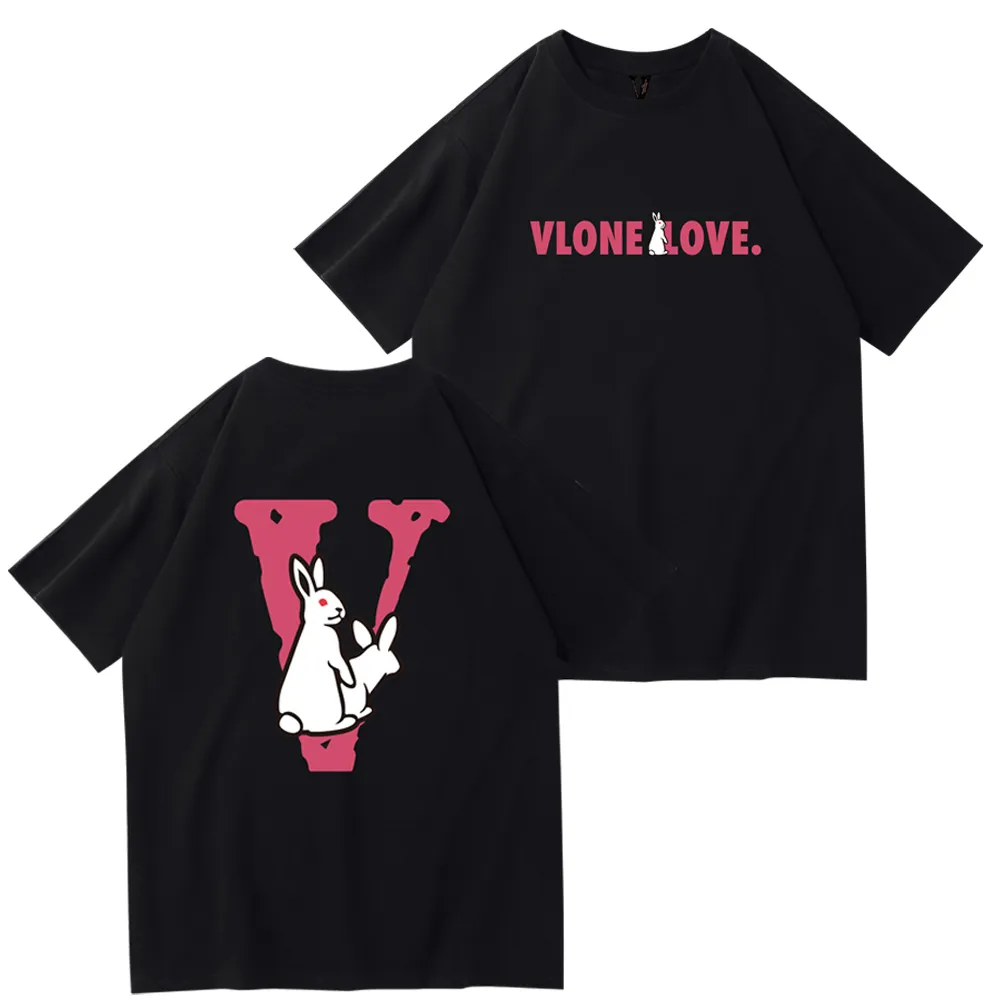 VLONE hommes/femmes coton streetwear à manches courtes lettres de cigarette lâche couple 100% coton sport T-shirt confortable garçon de rue