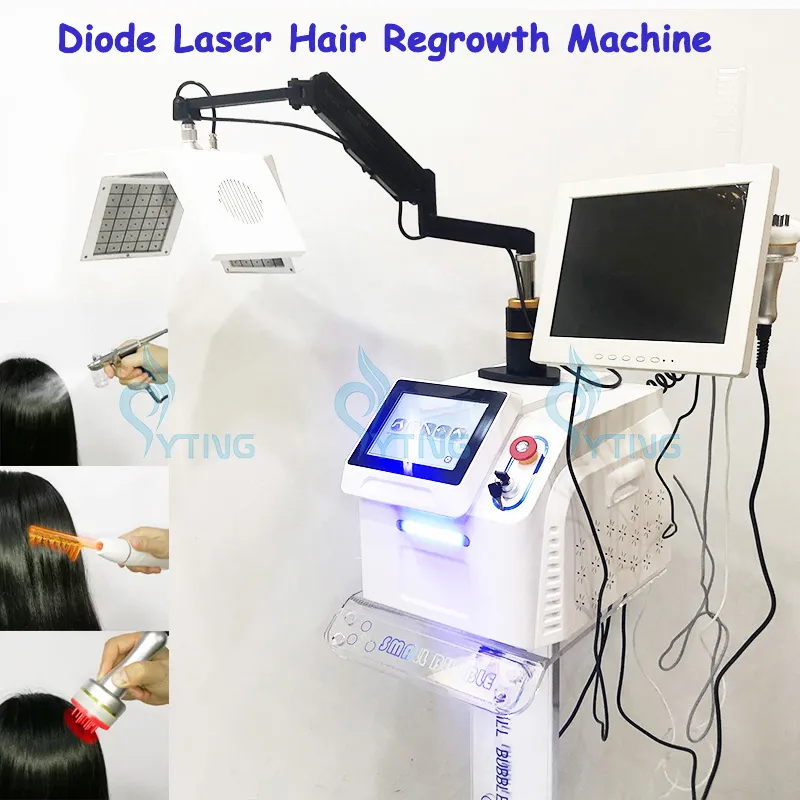 Diode laserhaar hergroei machine haaranalyse anti-haar verliesbehandeling zuurstofspray microcurrent zorg pijnloze multifunctioneel schoonheid spa salon gebruik