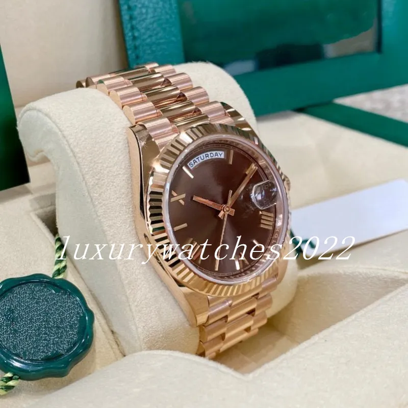 Zegarek męski rozmiar 41 mm różowy złoto automatyczny ruch mechaniczny stal nierdzewna ze szafirowym szkłem wysokiej jakości prezyden