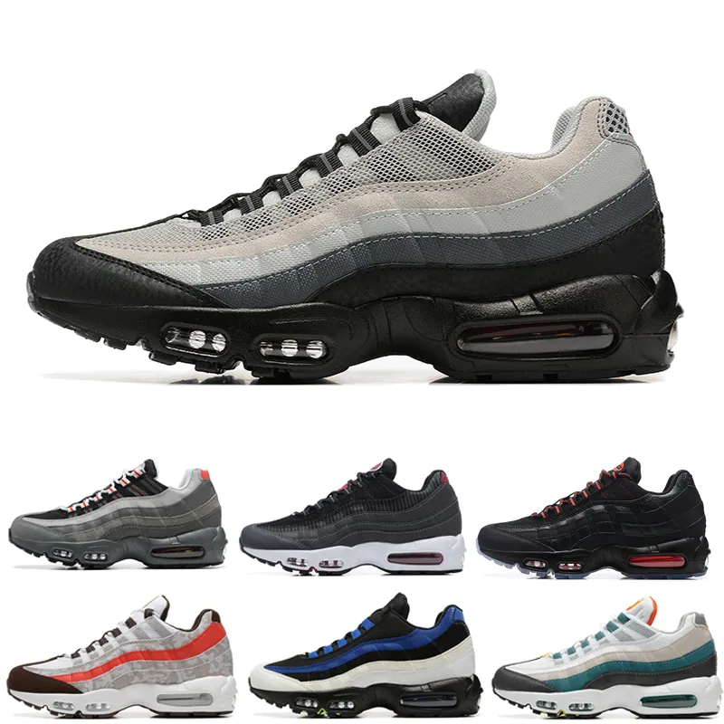 Scarpe da corsa 95 Sneakers sportive 95s OG Neon Crystal Blue Solar Red Bordeaux Light Charcoal Obsidian Dark Smoke Grey Reflective Volt Mens Trainers