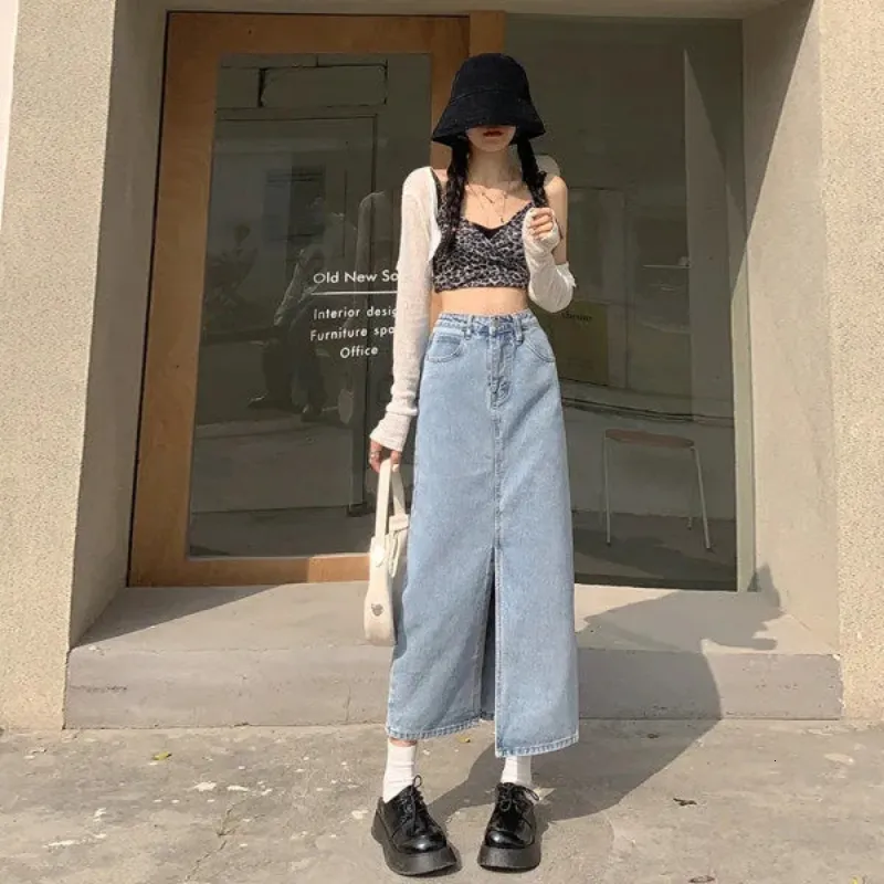 Long denim jean skirts wholesale top
