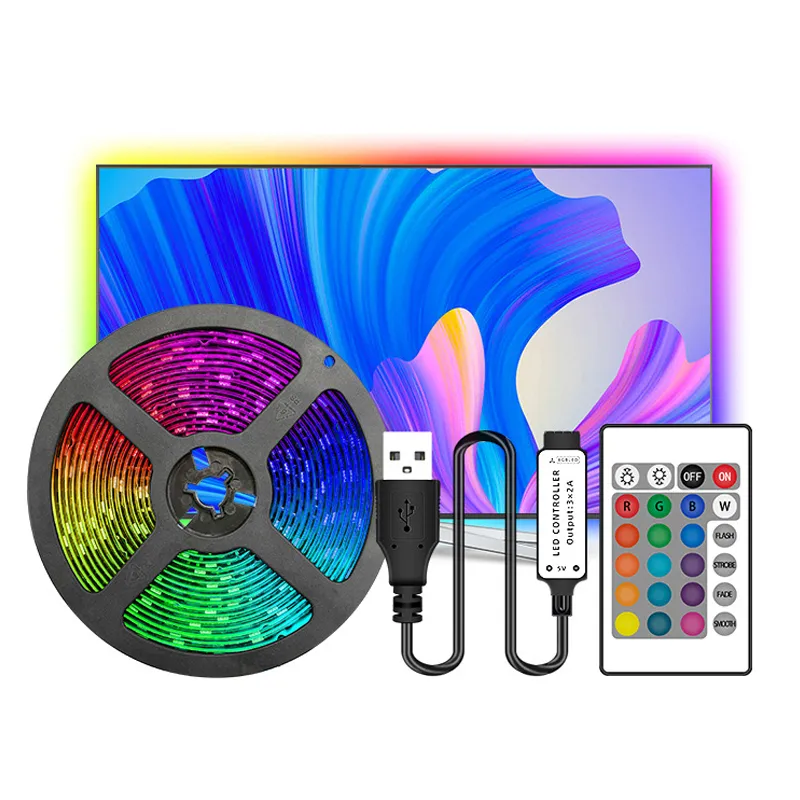 Battery Connection 16.4ft RGB LED Strip Lights – 5050 Tape Lights, Color Changing, Waterproof (IP65)