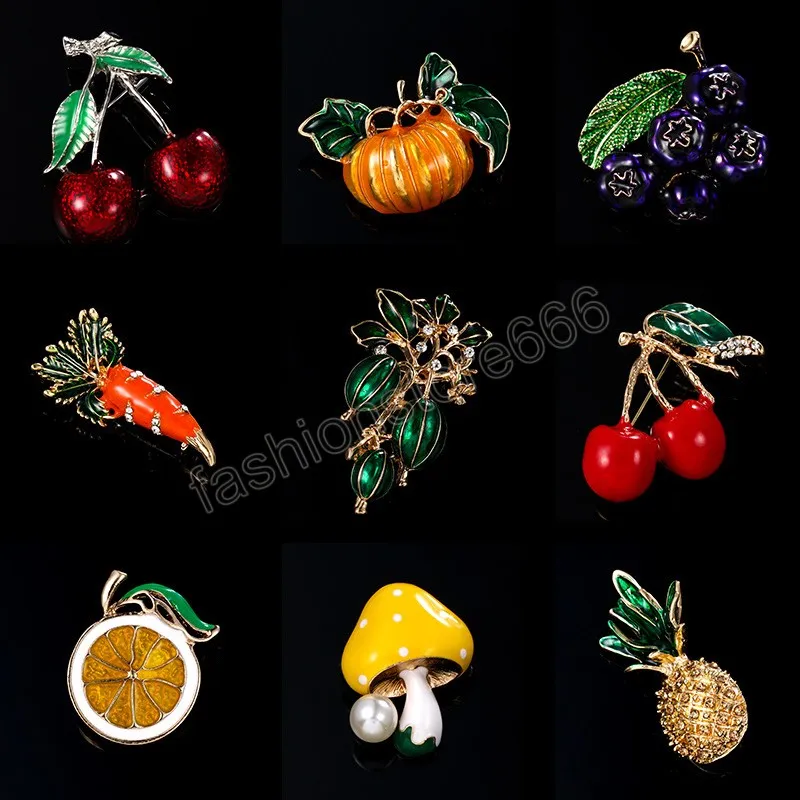 Fruit Flower Plants Brooches Summer Strawberry Pineapple Denim Jeans Pins Cartoon Brooches Jewelry Gifts