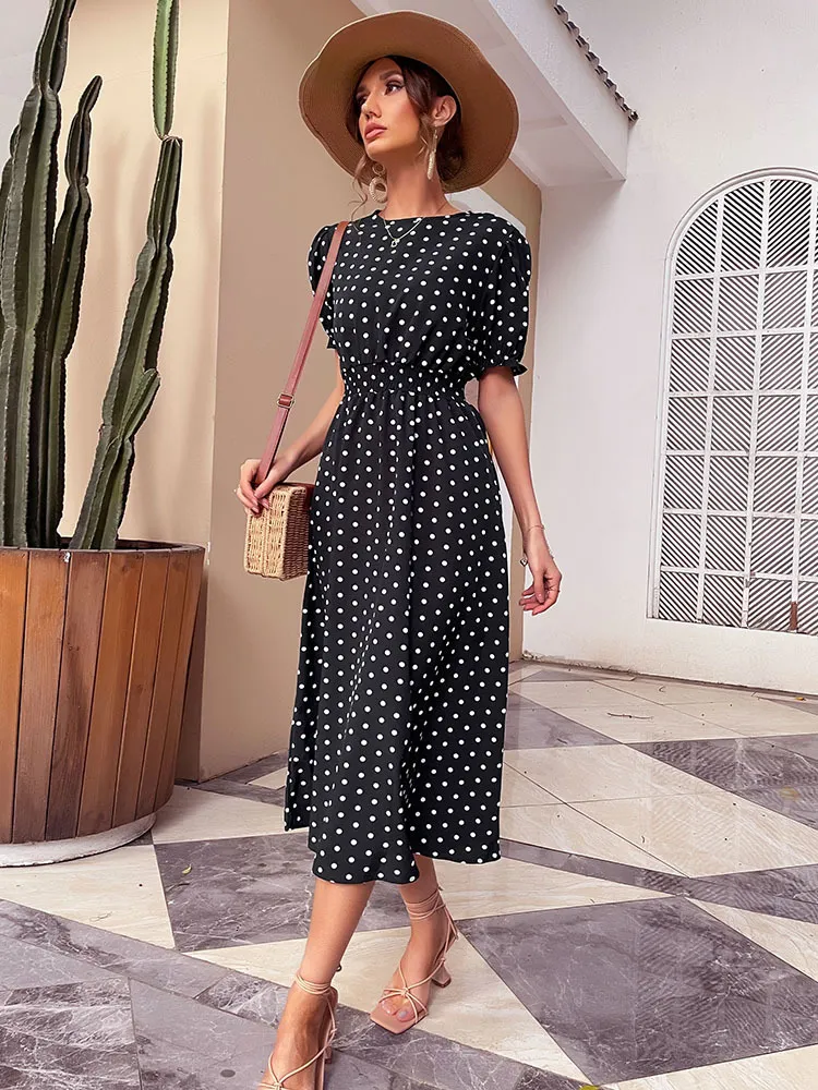 casual pale blue dress Women's Light Blue Smocked Tiered Short Puff Sleeve Maxi Dress