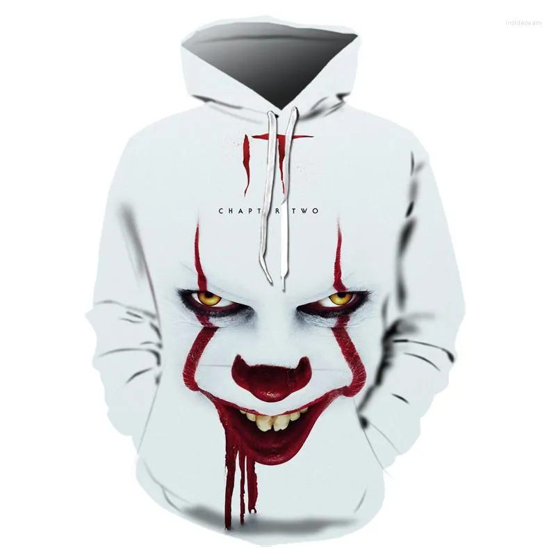 Herrtröjor Horror Movie Chapter 2 3D Tryckt hoodie Sweatshirt Män och kvinnor Fashion Casual Fun Pullover It Clown Print Mönster