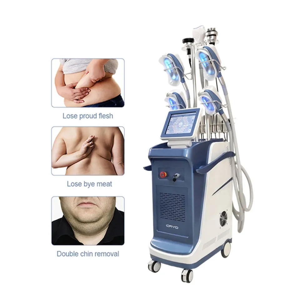 Corps amincissant la machine 360 équipement de congélation de graisse de cryothérapie pour le système de RF de Lipolaser de cavitation de double menton 4 poignées pour la graisse réduisent la réduction de cellulite de laser de Lipo