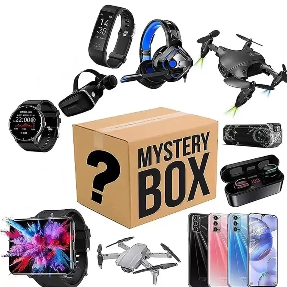 2023 Lucky Mystery Box Boîtes aveugles Appareils aléatoires Article pour la maison Produit de style électronique Ces casques Montres Surprise Gif Fournitures de fête