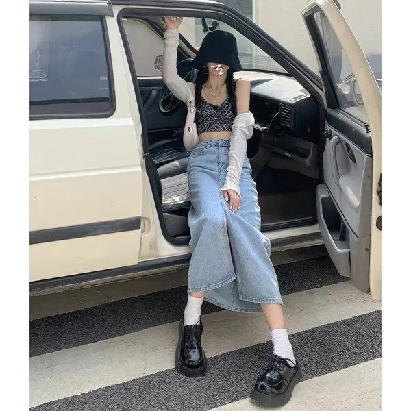 Long jeans skirts wholesale cheap
