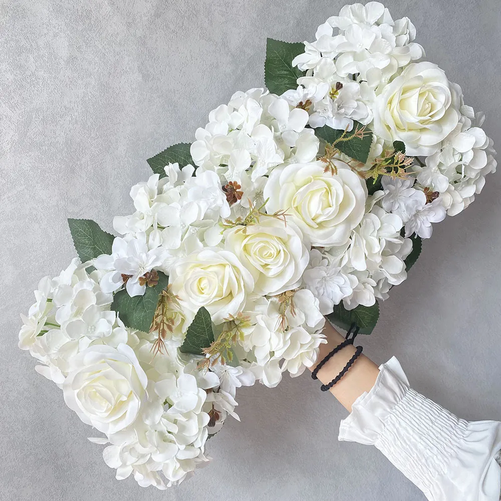 装飾的な花の花輪人工牡丹ローズアジサイ列列結婚式背景偽の花の壁飾りDIYコンビネーションウェディングアーチアレンジ230313