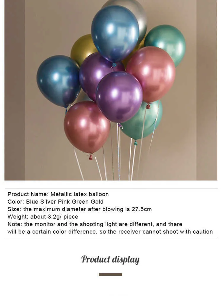 Acheter Ballons chromés à hélium en Latex métallique, 10 pièces, 10 pouces,  pour décorations de mariage, d'anniversaire, de fête à domicile