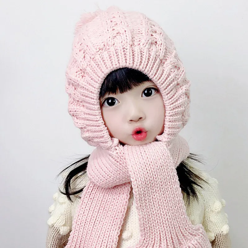 Bonnet en laine hiver enfant enfant bébé coupe-vent à capuche