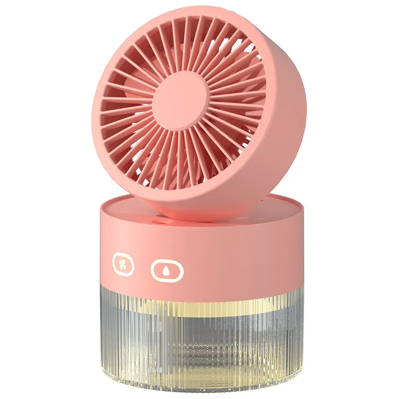 Facial steamer Spray Cooling Fan USB Mini Fan Desktop Turbine Foldable Charging Cold Air Humidification Spray Fan Multifunctional Night Light