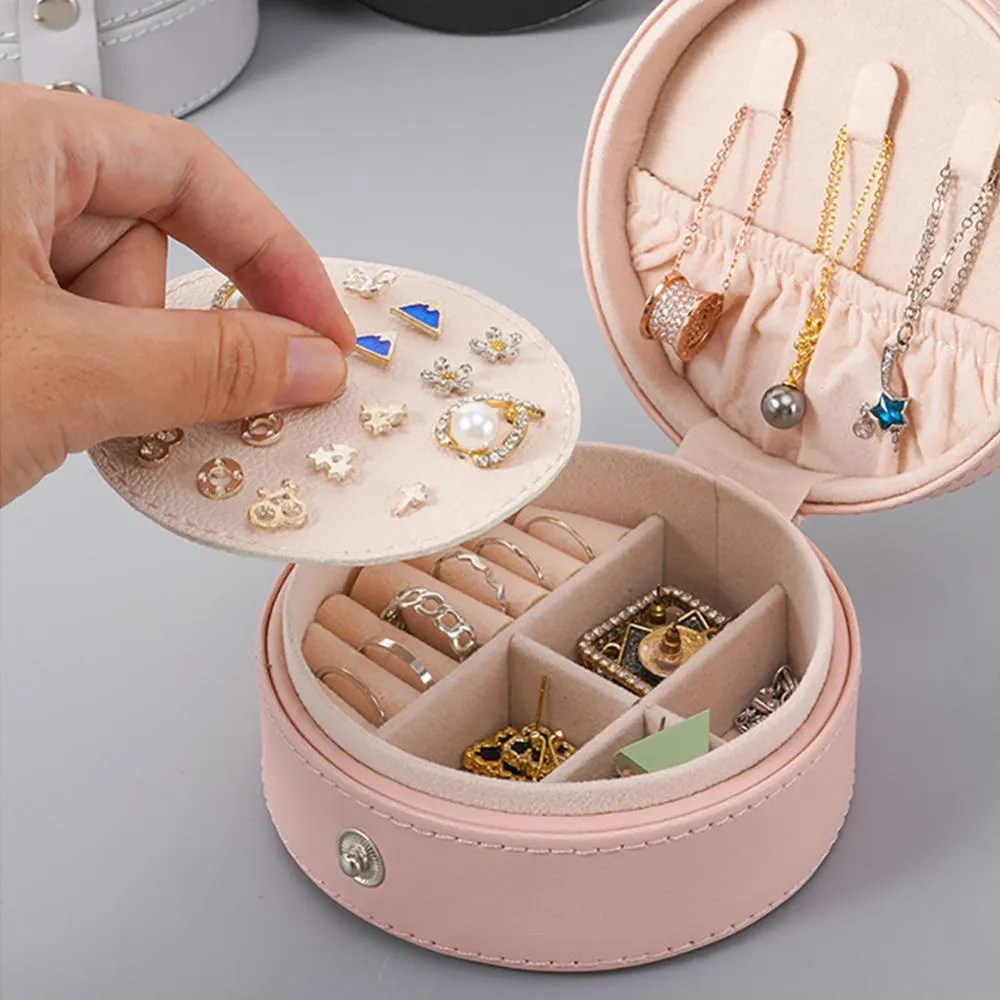 Jewelry Boxes Portable Mini Jewelry Organizer Fashion Travel PU Leather Ring Earrings Necklace Jewelry Storage Box Display Case Organizer 230311