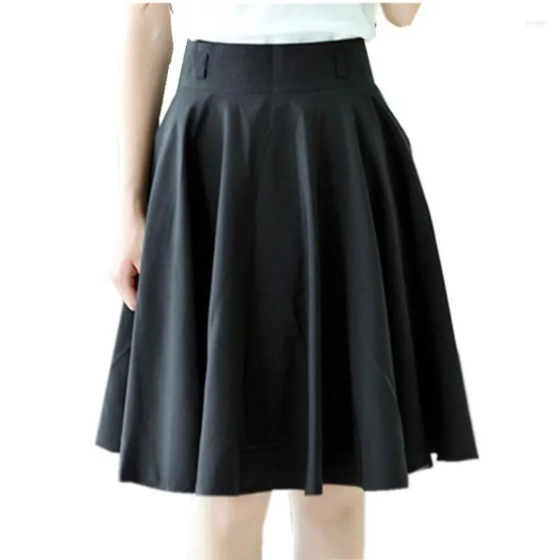 Skirts 2023 Spring Summer Women Skirt Midi Fashion High Waist Pleated Black White Saias