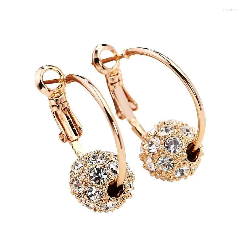 Backs Orecchini Fashion Crystal Ball Shape Clip Oro e metallo liscio Gioielli Regali di nozze Accessori