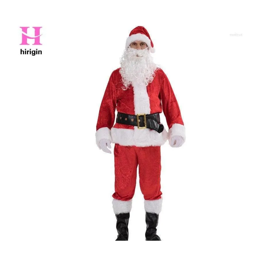 Erkek Trailsits Mens 5pcs Noel Noel Baba Kostüm Fantezi Elbise ADT Su Kıyafet Cosplay Kıyafeti artı S3XL Drop Teslimat Giyim Clo DHJ05