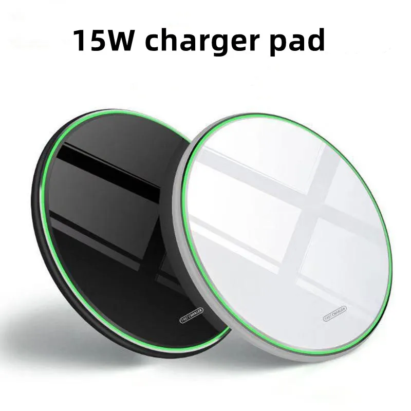 15W QI Wireless Charger Pad för iPhone 12 13 Pro Max Mini 11 XS 8 Mirror Fast Charging Samsung S20 med detaljhandelslådan