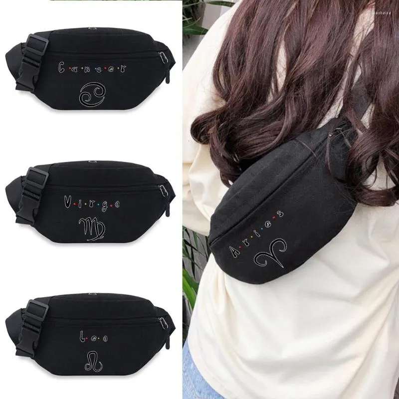 Waist Bags Bag Shoulder Fanny Pack Phone Money Cash Light Sports Man Women Belt Constellation Print Zipper Fashion