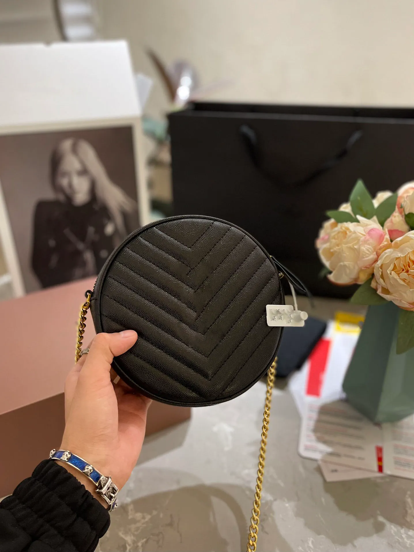 Kadınlar için yeni moda yuvarlak çanta seyahat lüks el çantaları kadın çantalar tasarımcı zinciri çantası sosyalit moda omuz çantası ve orijinal kutu ile crossbody çanta