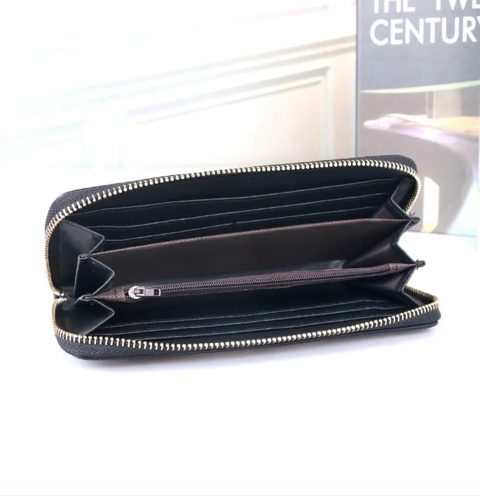 Designer Wallets Leather Wallet Women men Zipper Long Card Holders Coin Purses Woman Shows Exotic Clutch Wallets Black white PINK