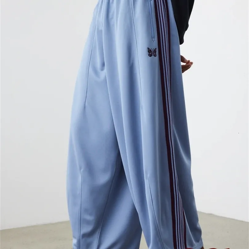 Herrenhose 2023 Blaue Nadeln Hose mit weitem Bein Männer Frauen 1 1 Nadeln Trainingshose Klassische übergroße bestickte Schmetterlingshose 230313