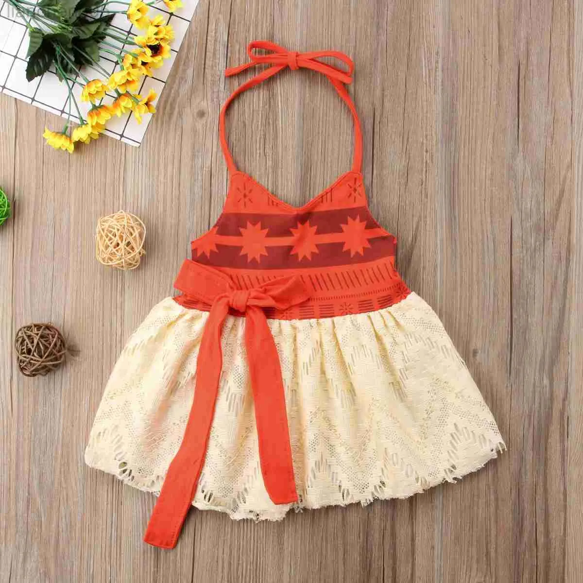 Robes de fille princesse nouveau-né enfant en bas âge enfants bébé fille Moana robe été sans manches dos nu sangle Tutu arc robe de plage robe d'été bébé vêtements W0314