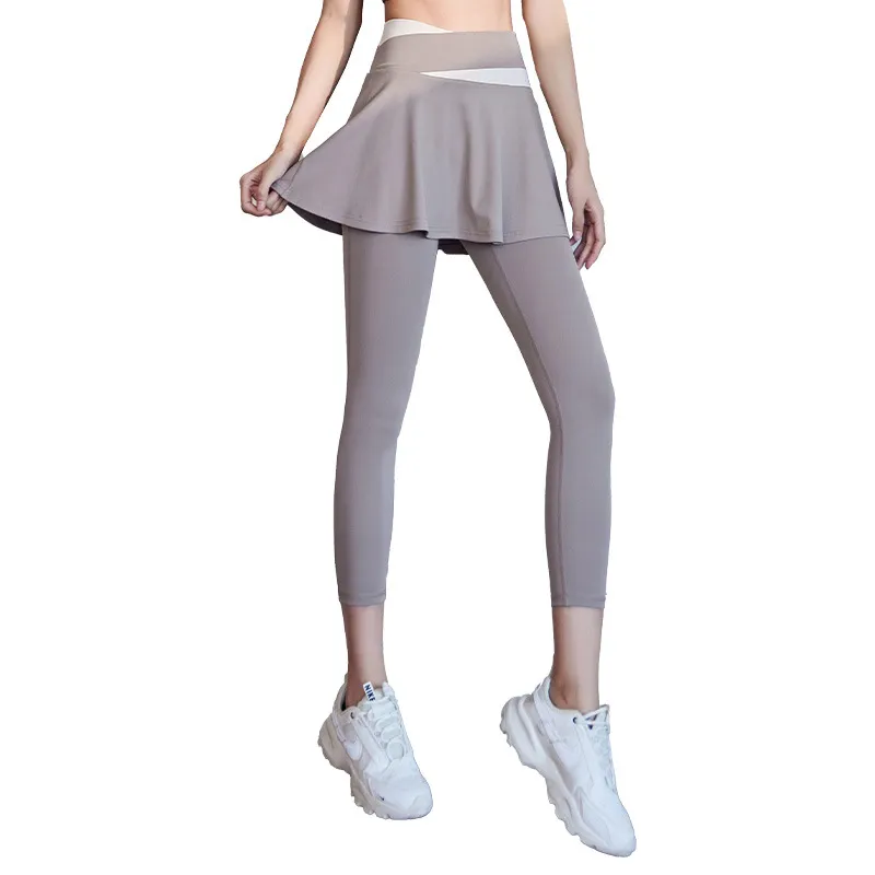 Pantalones de falda de yoga Legging con falda para mujer Legging de yoga con faldas Leggings de tenis para mujer Ropa