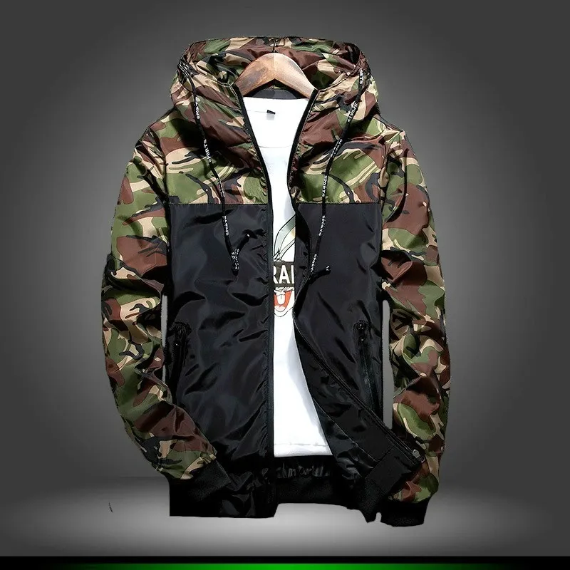 Men's Jackets Men's Casual Hooded Bomber Jacket Wind Breaker Spring Autumn Thin Camouflage Hoodies Men Outdoor Youth Fashion Men Top 230313