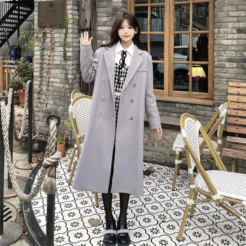 女性用ジャケットファッションウェア - 長袖のツイードコートミドルと2023年の韓国版を綿と暖かさを保つ