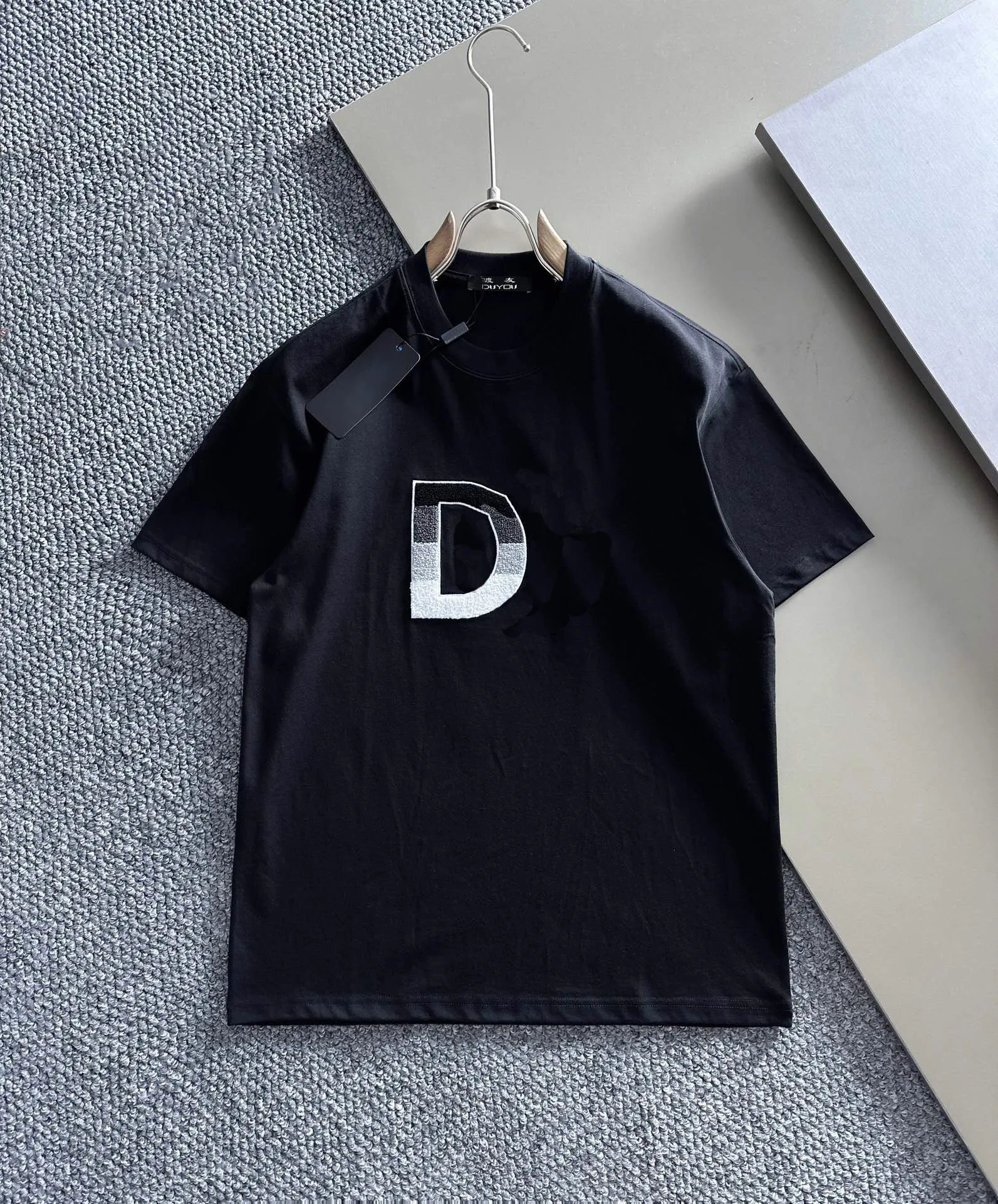 DUYOU T-shirt oversize avec lettres de lavage en jersey vintage T-shirt 100% coton Hommes Casuals T-shirts de base Femmes Qualité Tops classiques DY8982
