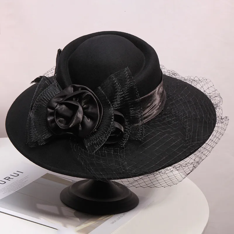 Womens Australian Wool Cloche Fedora Hat With Dress With Wide Brim And  Bowknot Stingy Black Veil For Winter, Church Caps 56 58cm From Qiyue07,  $15.17